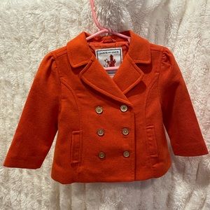 Janie and Jack orange double button pea coat.